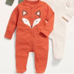 NWT Newborn Old Navy Orange Fox Pajamas Baby Boy